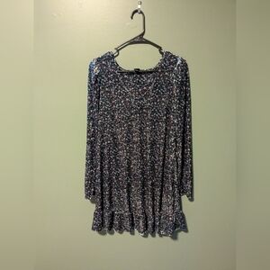 wild fable Black Floral Print Dress with Ditzy Floral Purple & Teal Pattern